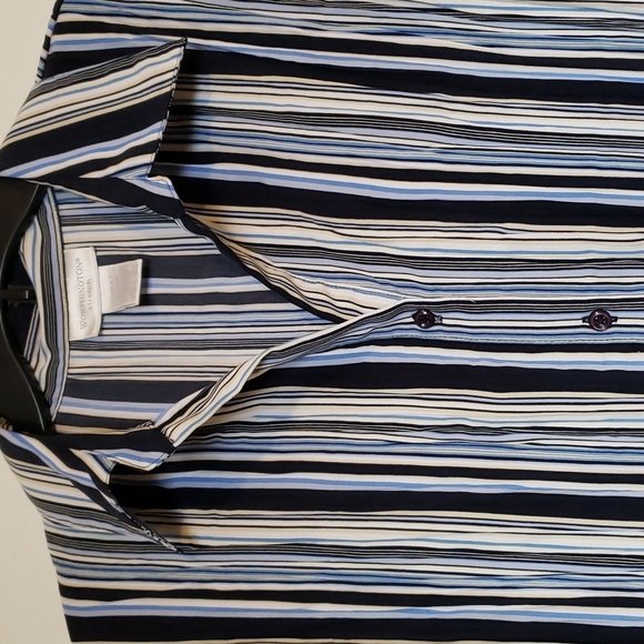 Navy Blue, Light Blue & White Stripped Button down Shirt - Picture 3 of 3